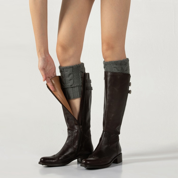 Winter Cable Knit Boot Cuffs Elastic Crochet Leg Warmer Sock Thermal Boot Topper